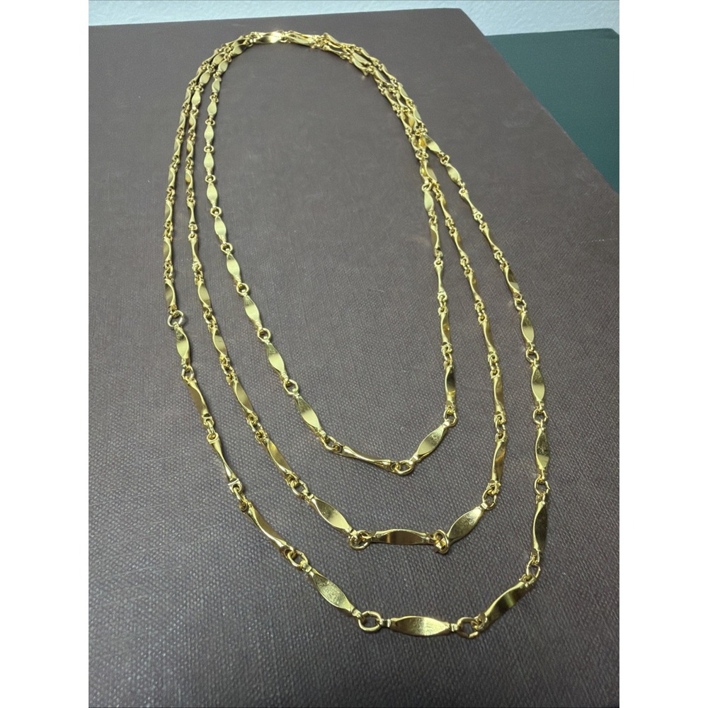 Vintage 80s Gold Plated Fancy Chain Layered Opera Necklace